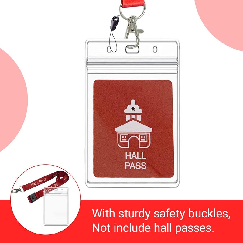BEMAXYE Hall Pass Lanyards with Card Holders, School Classroom Passes Lanyard Set for Teacher Parents (10 x Red) - Image 4
